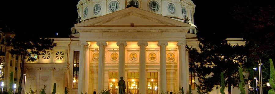 Bucharest city tour by car - The Romanian Athenaeum and Calea Victoriei