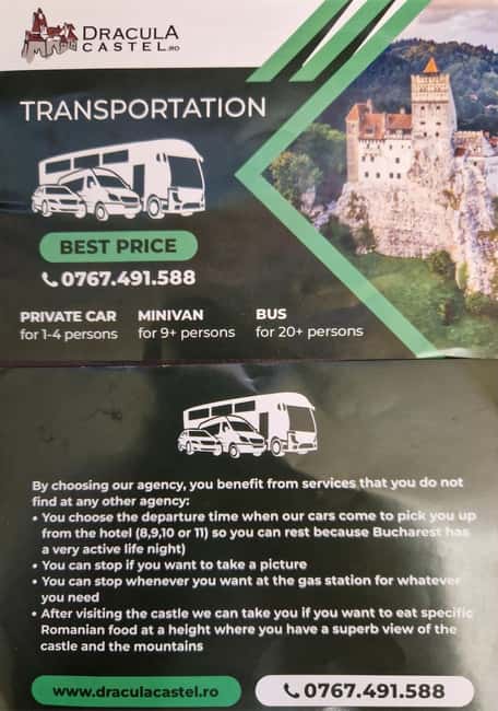 Exclusiv Dracula Bran Castle Day trip - only 6-7 hours - Choosing your departure from Old Town