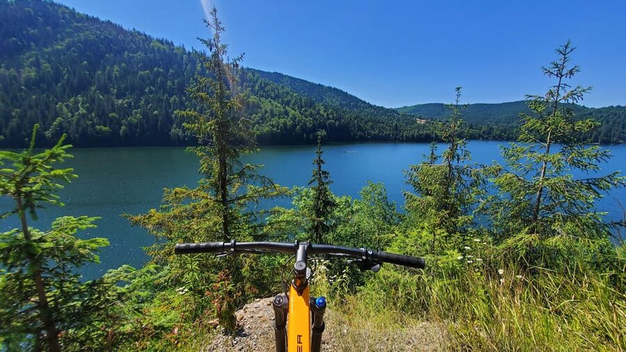 From Cluj: Mountain Bike around Lake Dragan - Forest roads toward the far end of the lake