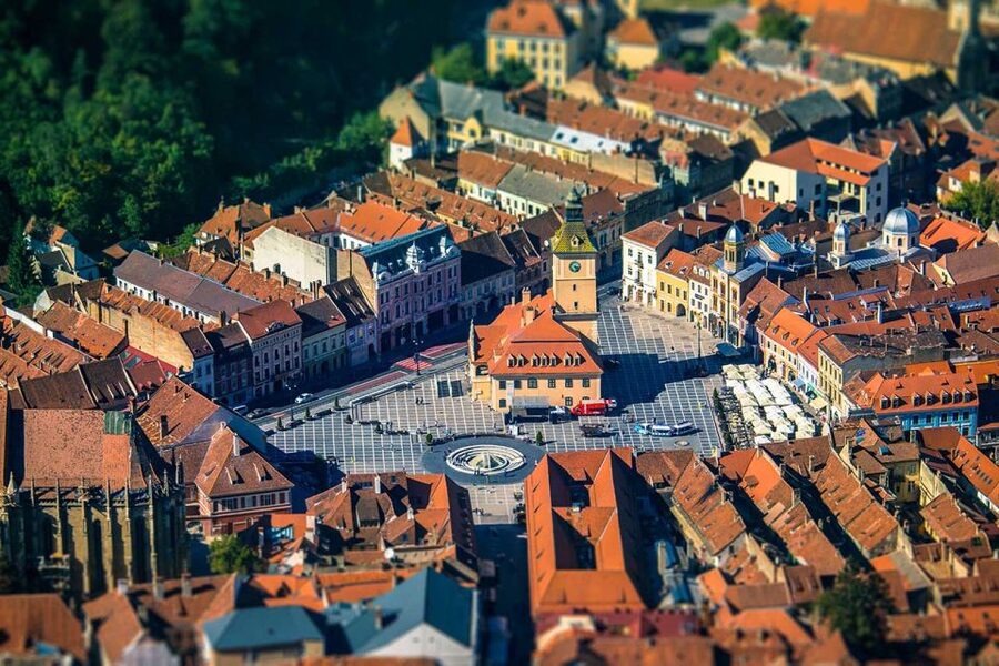 Transylvania's Trail: Sibiu, Bran Castle, Brasov, Sighisoara - Brasov after dark, with the Black Church and Council Square