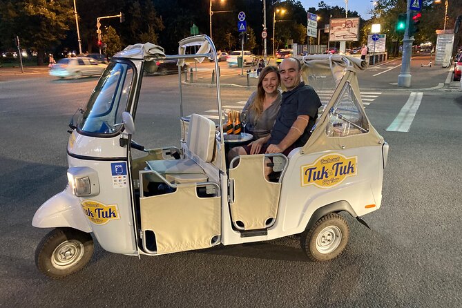 Tuk Tuk Bucharest Romantic Tour with miniBAR - Meeting Valentin near the National Bank